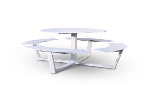 rond design picknicktafel wit staal aluminium